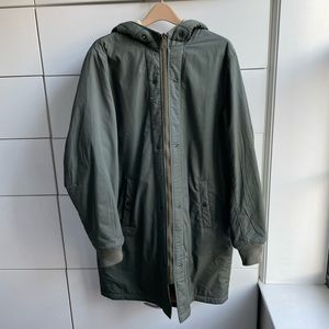 Alpha Industries Men's Green M47 Pile Liner Long Bomber Jacket